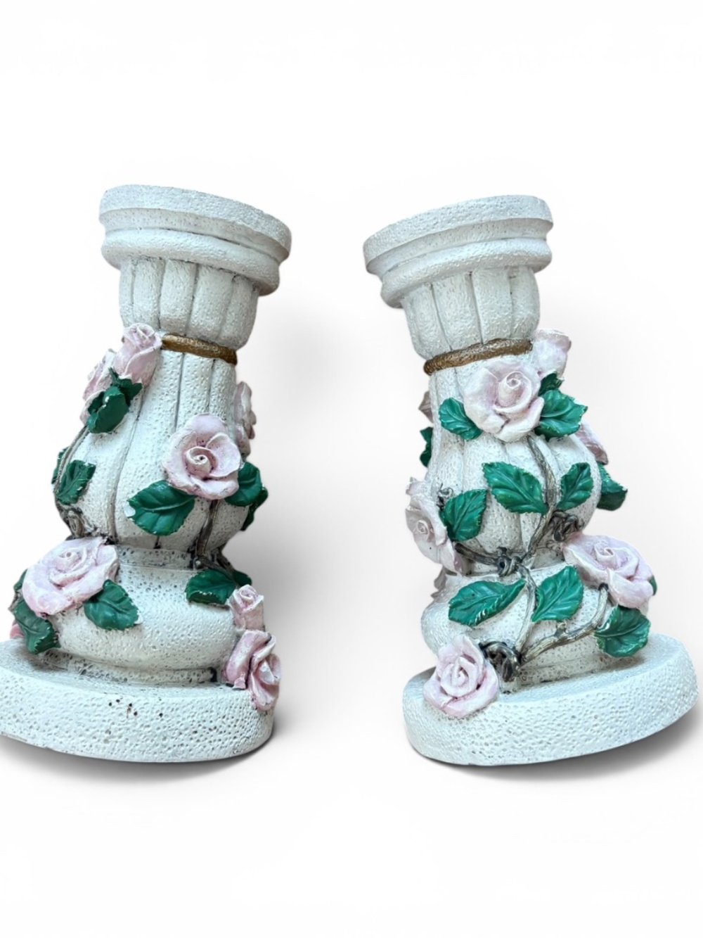 Coquette Cottage Candle Stick Holders with Roses